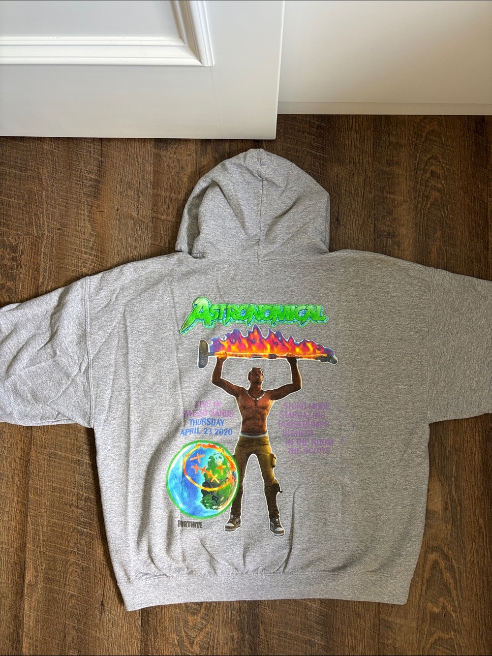 Men's Gray Hoodie with Astroworld Fortnite Graphic